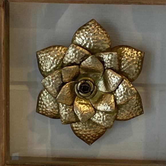 Metallic Gold Flower Wood Shadowbox Art - Picture 2 of 7